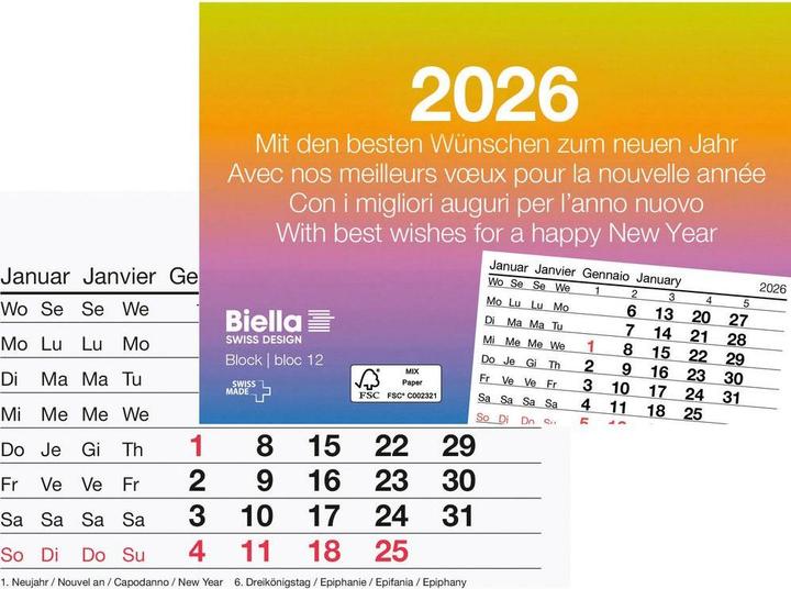 Valeurs nutritives et ingrédients Biella Calendrier à effeuiller Mois