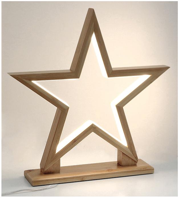 Novaliv LED Star Lamps Economy Set 35 + 55cm Natural Wood Table Lamp LED with Power Cable SMD LED