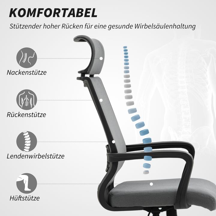 Produktbild Homcom Bürostuhl Polyester, Schaumstoff Dunkelgrau