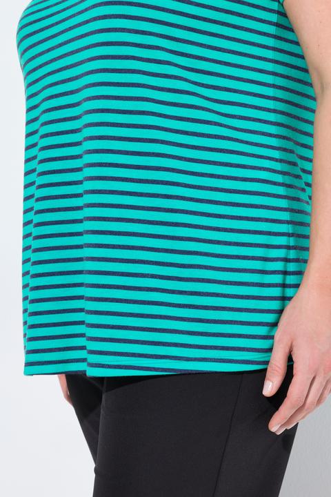 Produktbild Ulla Popken Funktions-Shirt, Ringel, Classic, V-Ausschnitt, Halbarm (60)