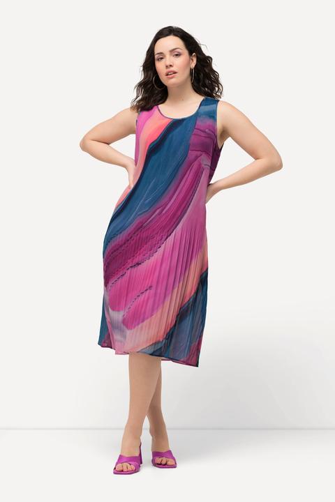 Image du produit Ulla Popken Plissee-Minikleid, Farbverlauf, A-Linie, Rundhals, ärmellos (50, 52)