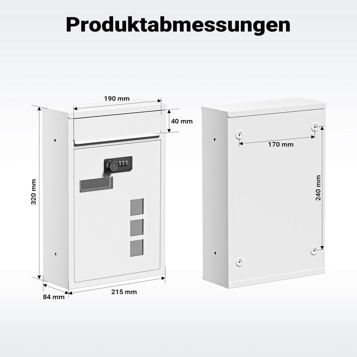 Actual product image Wiltec Wall Mailbox Code Lock Letterbox Postbox Pillar Letter Mail Post Box