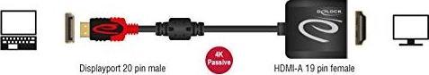 Produktbild Delock DisplayPort Adapter, 4K bis 60hz (HDMI, 20 cm)