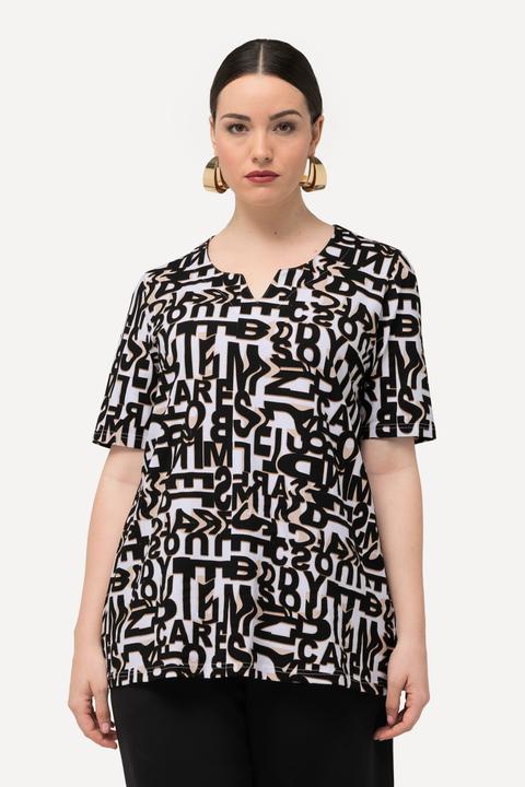 Image du produit Ulla Popken T-shirt motif lettrage, col tunisien et manches courtes (46, 48)