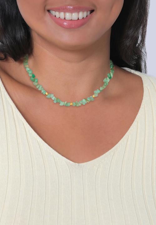 Produktbild Elli PREMIUM Halskette Aventurin Choker 925 Silber vergoldet (Plastik, 925 Sterling Silber vergoldet, Aventurin, 40 cm)