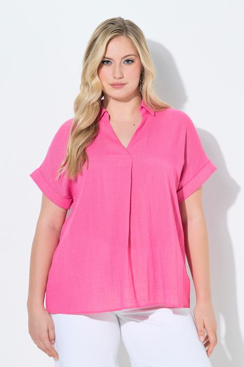 Actual product image Ulla Popken Button Accent Back Short Sleeve Blouse (54)