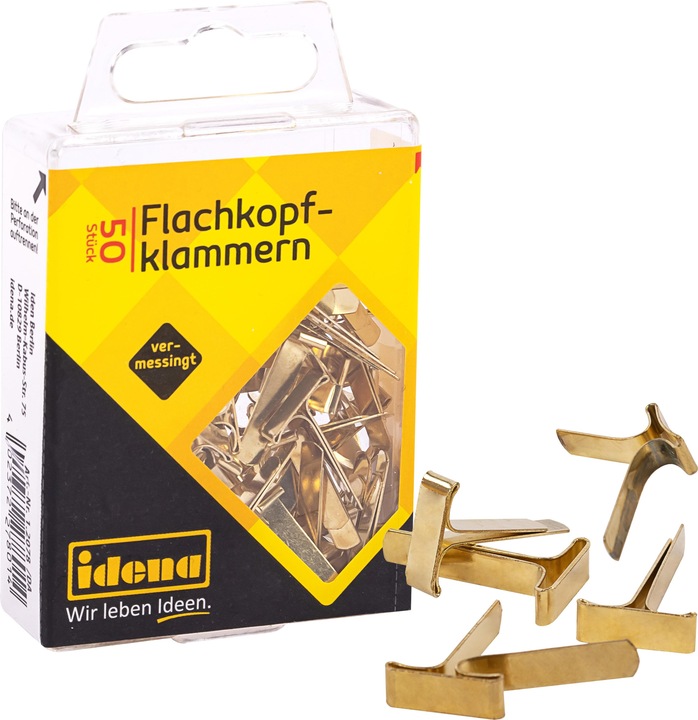 Produktbild Idena Flachkopfklammern 50Stk., vermessingt (50 x)