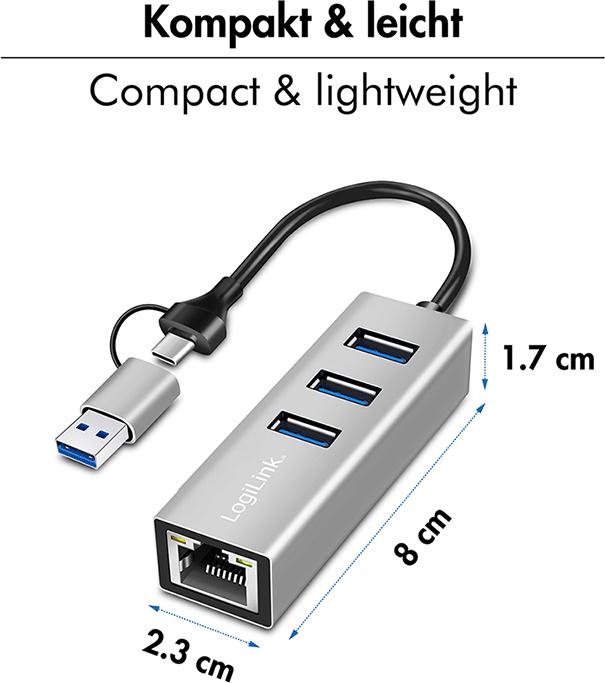 Produktbild LogiLink UA0440 (USB-C, USB-A, 3 Ports)