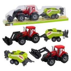 Lean Toys Lean Traktor-Set Mit Lader Und Ballenpresse Rot