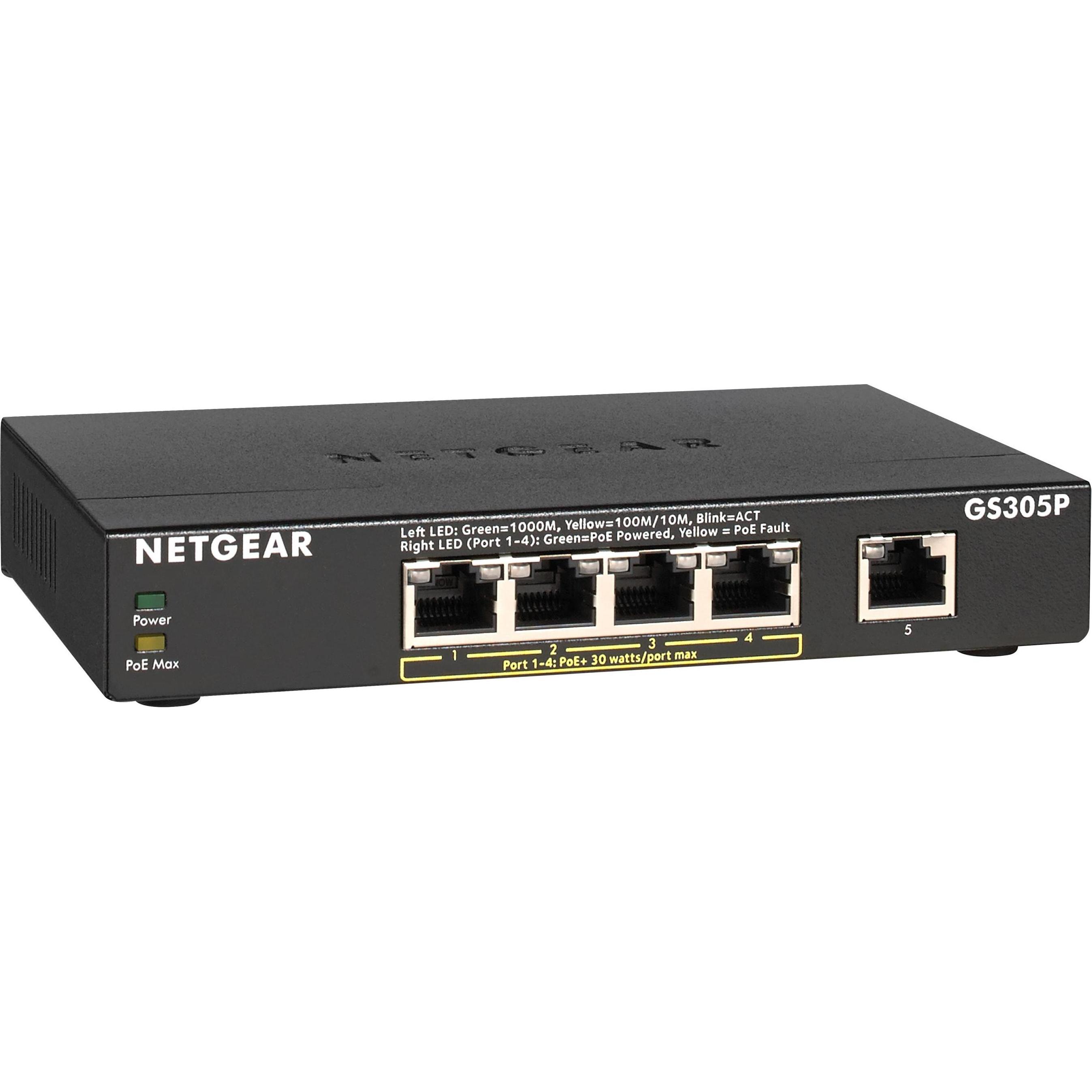 Netgear GS305P-200PES (5 Ports), Netzwerk Switch, Schwarz