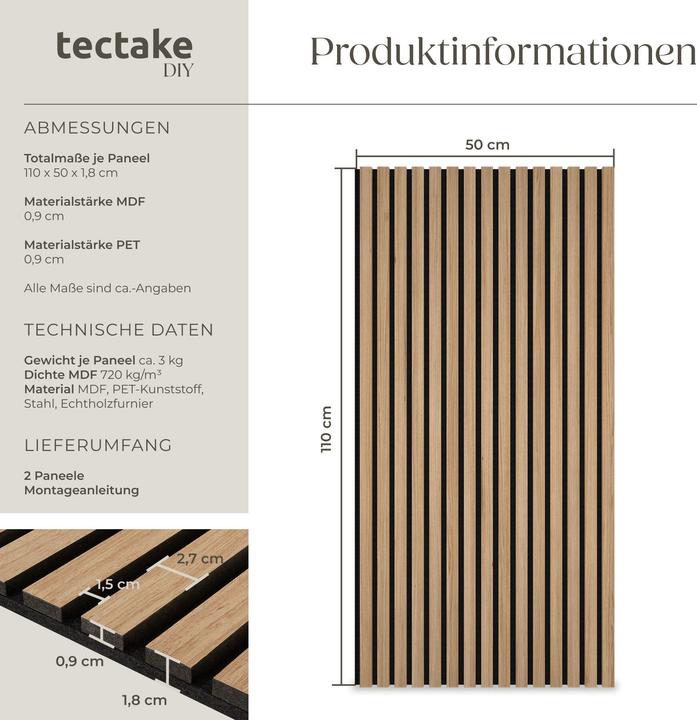 Produktbild tectake Akustikpaneele Sonic Wall II (50 x 110 cm)