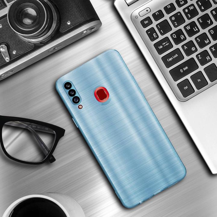 Actual product image Cadorabo Case for Samsung Galaxy A20s in TPU Brushed Camera Protector LM160 Style (Samsung Galaxy A20s)