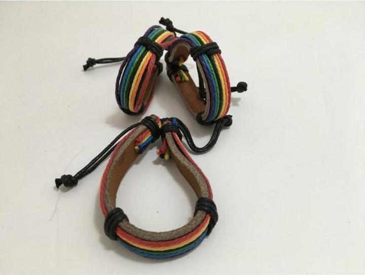Produktbild Pulsera De Cuero Marron Bandera Lgbt