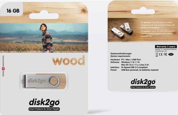 Image du produit Disk2go Bois (16 Go, USB-A)