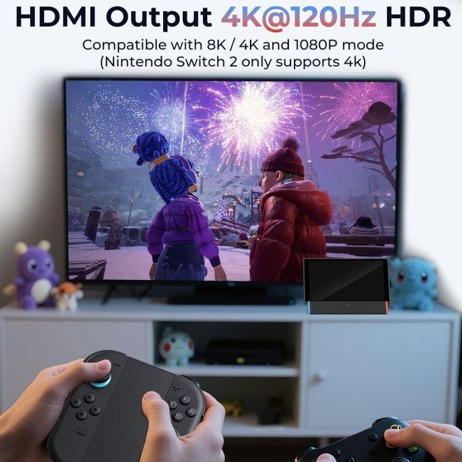 Image du produit MU Classic Nintendo Switch 2 Dock S3 Max HDMI Dockingstation mit USB-C, USB-A und LAN (Switch 2)