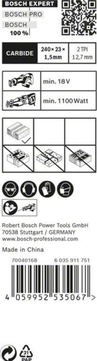Produktbild Bosch Professional Zubehör EXPERT ‘Hollow Brick’ S 1543 HM Säbelsägeblatt, 10 Stück