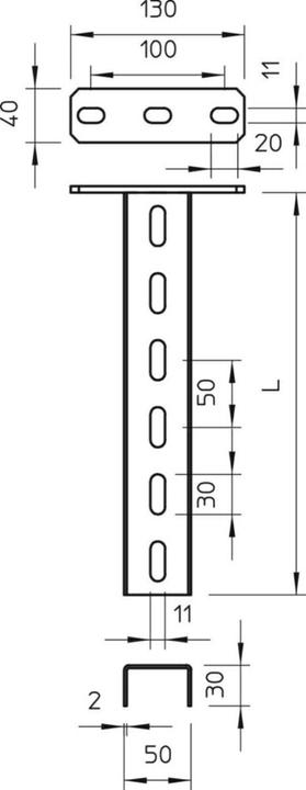 Produktbild OBO Bettermann US 3 K 20 FT Hängestiel ** m.angeschweisster Kopfplatte 6342351