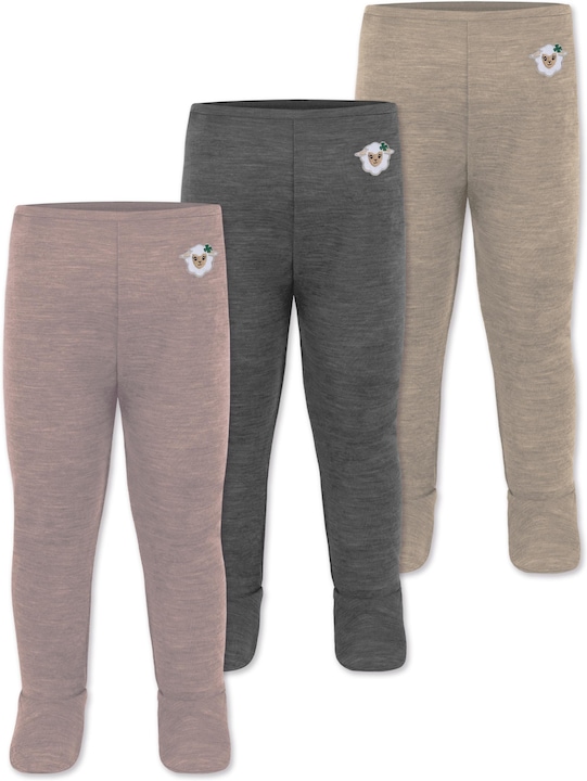 Normani 3er Pack Baby Merino Unterhose mit Füssen - 9543