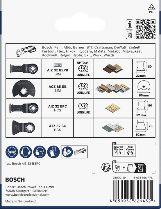 Productafbeelding Bosch Professional Zubehör Blau Zubehör 2608669089 Starlock Bodenbelags-/Montagesägeblätter 4-tlg.