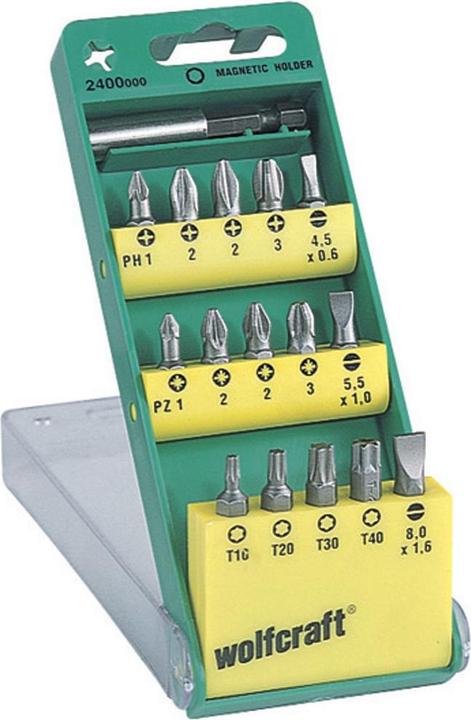 Produktbild wolfcraft 1 Bit-Box Solid 16-tlg. SL, PH, PZ, T (Schraubschlitz)