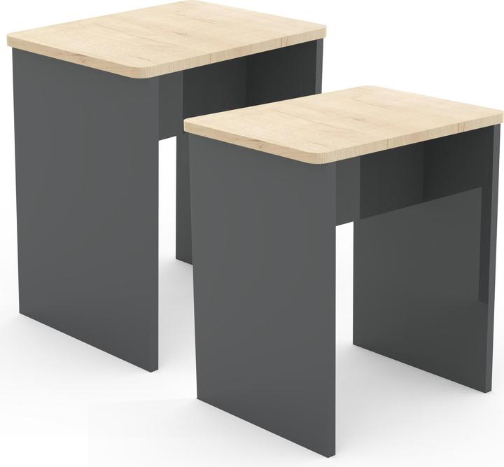 Produktbild VCM 2er Set Holz Sitzhocker Würfel Fussablage Beistelltisch Esal (45 x 40 x 30 cm)