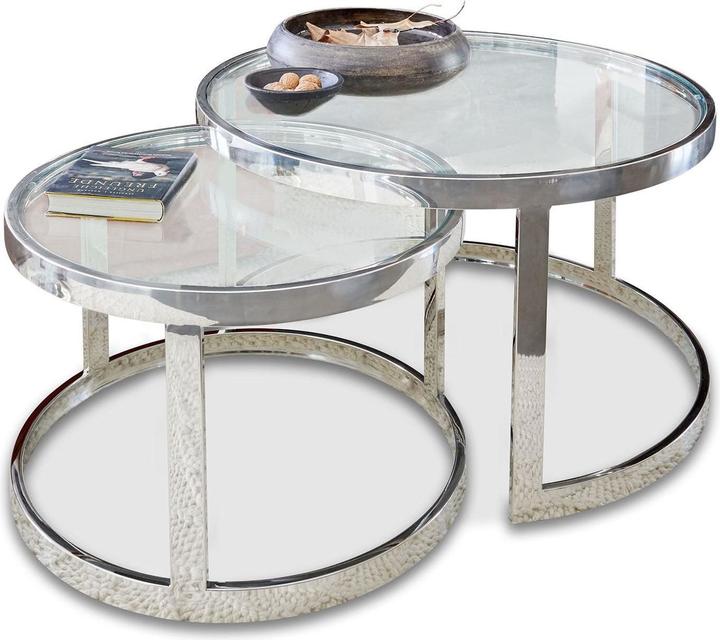 Immagine prodotto Loberon Set di 2 tavolini Cibran argento (45 x 80 cm)