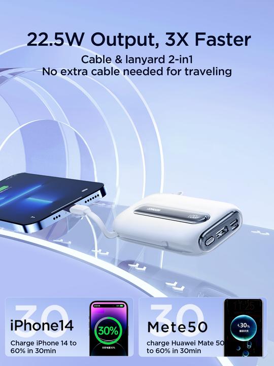 Produktbild Joyroom PowerBank JR-L012 Plus 22.5W 20000mAh (white) (20000 mAh, 22.50 W, 74 Wh)