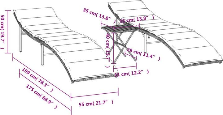 Actual product image vidaXL Sonnenliege (199 cm)