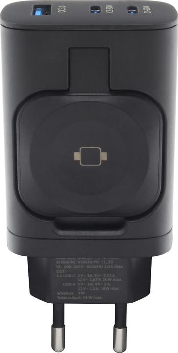 Produktbild RealPower PC-43 Watch 43 Watt Ladegerät,2x Type-C,1x USB-A (43 W, 3 Ports)