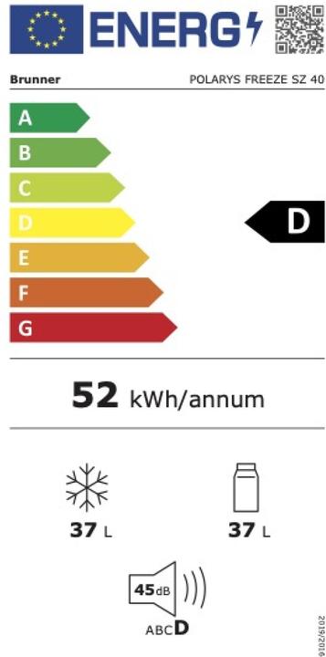 Label énergétique Brunner Polarys Freeze SZ40, 12 / 24 / 100-240 Volt (40 l)