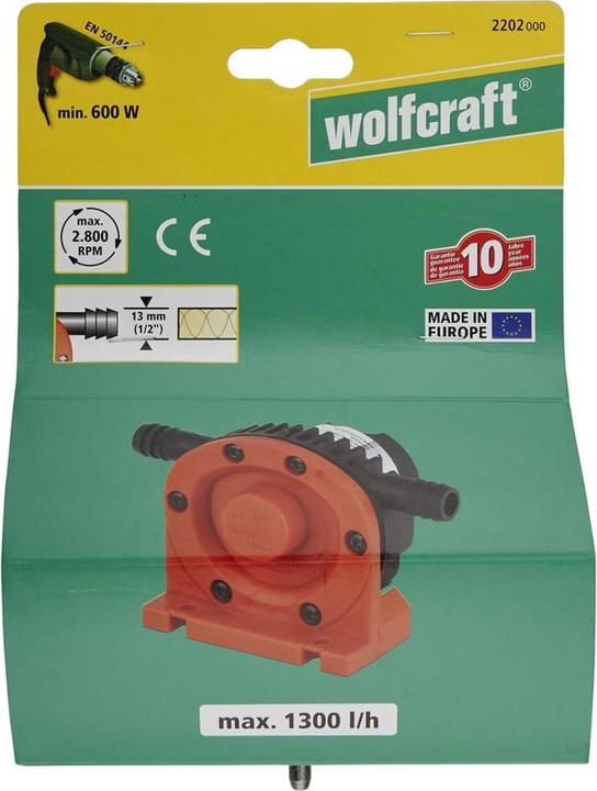 Image du produit wolfcraft 1 pompe corps plastique 1300 l/h S=6mm (Pompe de jardin)