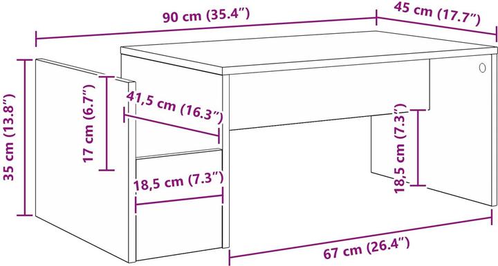 Immagine prodotto vidaXL Moderner Couchtisch (90 x 45 x 35 cm)