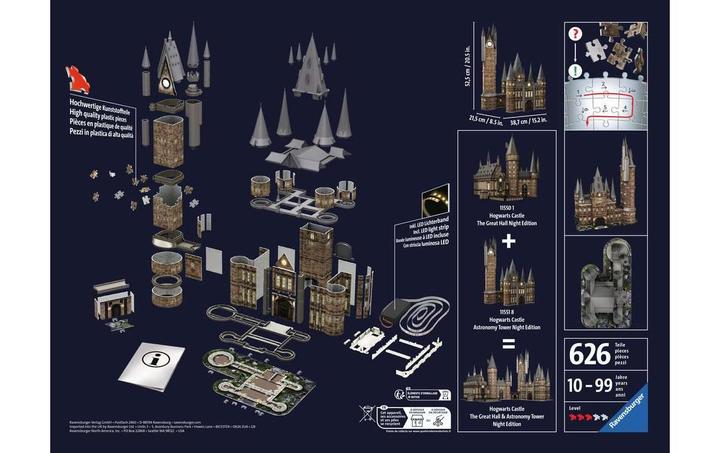 Actual product image Ravensburger 3D Puzzle 11551 - Harry Potter Hogwarts Castle - Astronomy Tower - Night Edition - 540 (540 pieces)