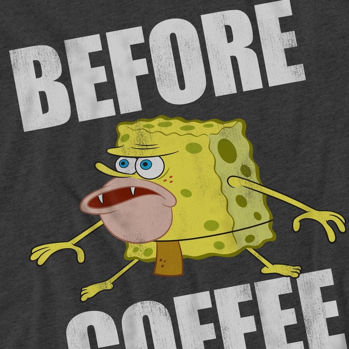 Immagine prodotto Spongebob Squarepants Before Coffee Meme Maglietta Adulto Unisex (L)