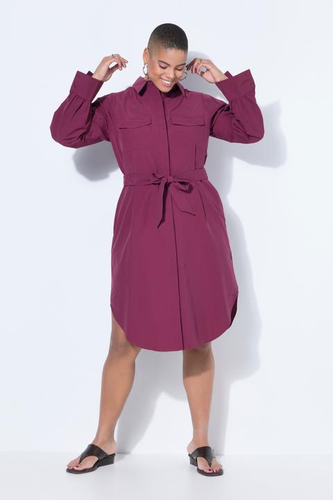 Produktbild Studio Untold Hemdblusenkleid, Fitted Fit, Midilänge, Bindegürtel (54)
