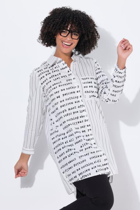 Produktbild Angel of Style Long-Hemdbluse, oversized, Schriftmuster/Streifen (44)