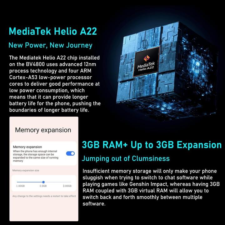 Produktbild Blackview BV4800 (Double Sim - 6.56" - 64 Go, 3 Go RAM) Vert (64 GB, Vert, 6.56", Dual SIM, 4G)