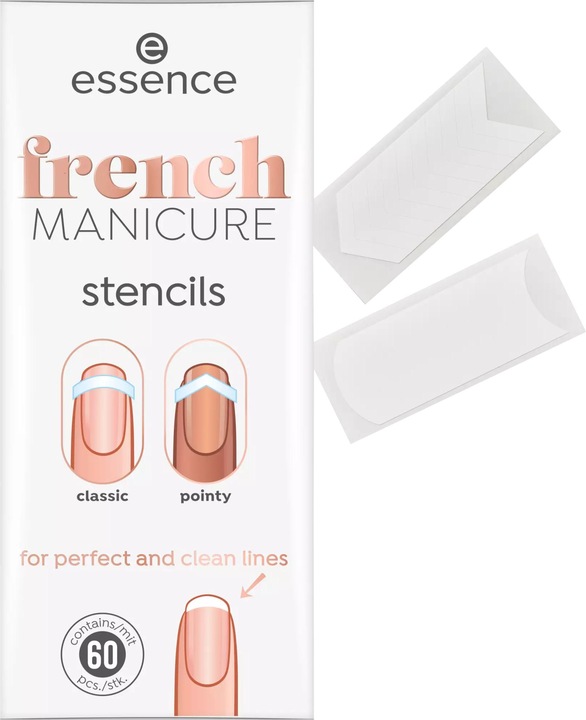 essence Schablone French Manicure 01 French Tips & Tricks (Nagellacktrockner, Weiss)