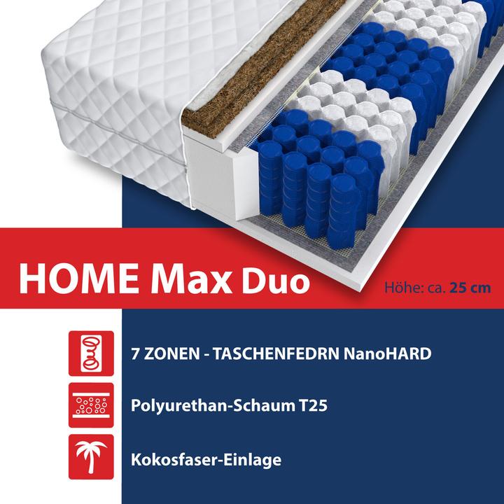 Image du produit Avetoe Matratze 160x200 HOME MAX DUO 7 Zonen (160 x 200 cm, Noyau de printemps)