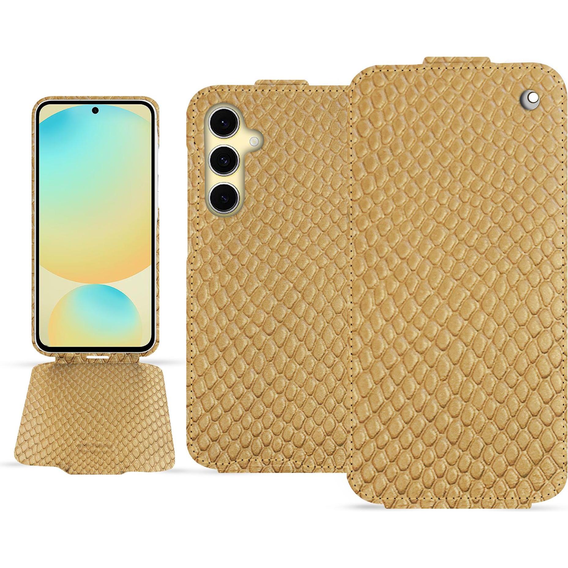 Noreve Lederschutzhülle vertikal (Samsung Galaxy S24 FE), Smartphone Hülle, Beige