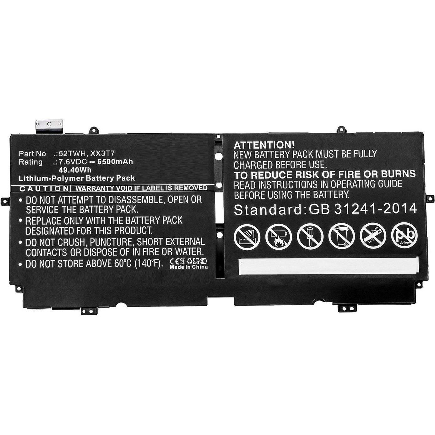 CoreParts Laptop Battery for DELL (6500 mAh), Notebook Akku, Schwarz
