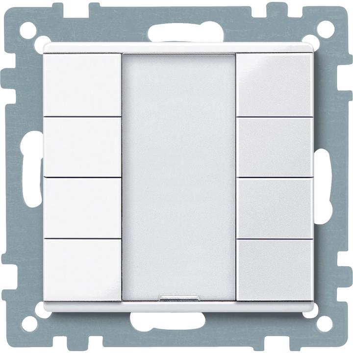 Actual product image Schneider Push-button 4-gang plus, active white glossy, System M MTN617425