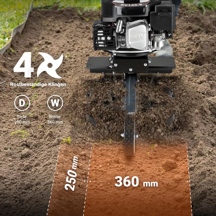 Actual product image Wiltec Petrol tiller 36cm garden hoe with motor 144cc motor hoe Tiller