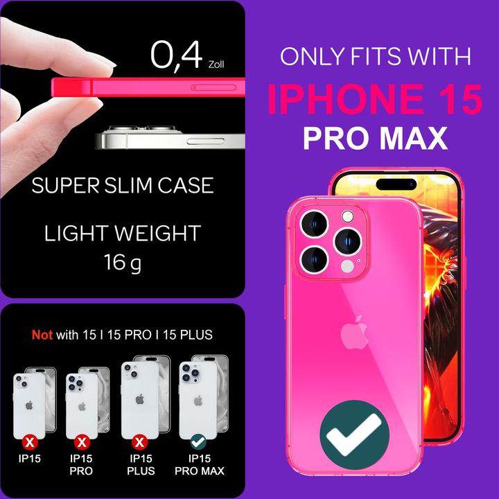 Actual product image Nalia Clear Transparent Neon Silicone Sleeve (Apple iPhone 15 Pro Max)