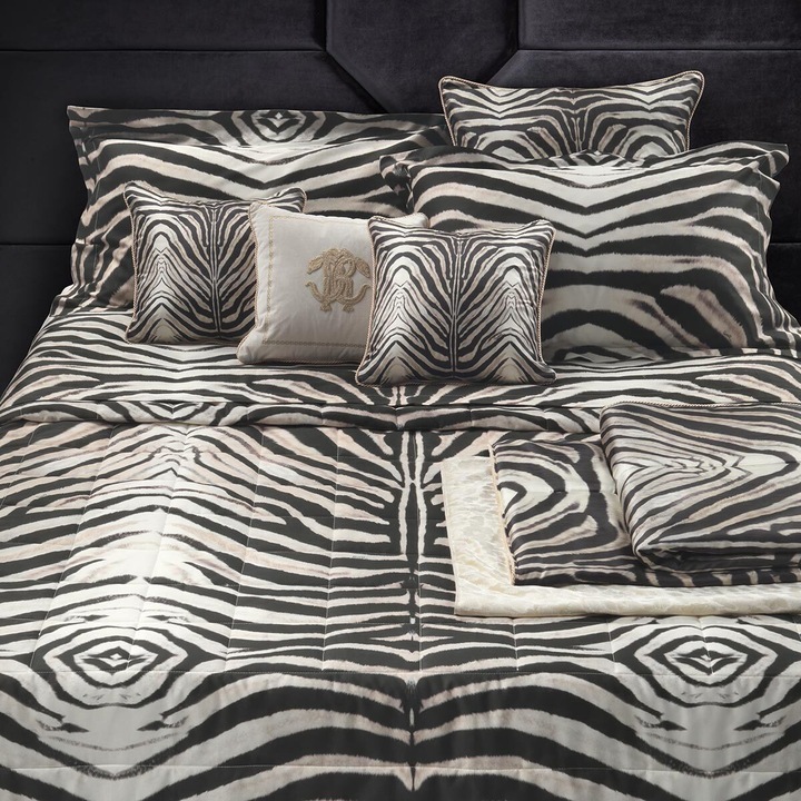 Immagine prodotto Roberto Cavalli Specchio per biancheria da letto Maco-Sateen Zebra naturale (Set di biancheria da letto, 135x200 cm + 80x80 cm)