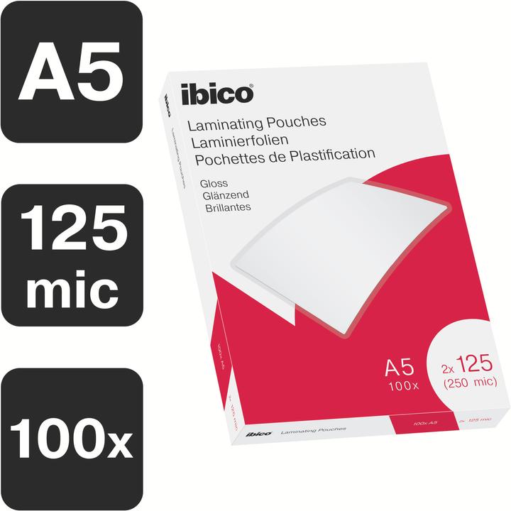 Produktbild Ibico Laminierfolie A5, 125 µm 100 Stück (A5, 100 Stück, 125 µm)