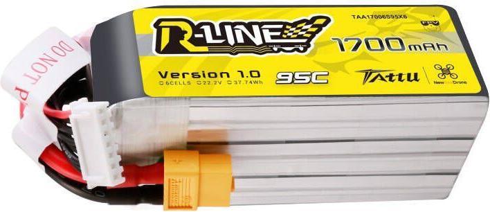 Actual product image Tattu R-Line 22.2V 1700mAh 6S 95C Lipo Battery with XT60 Plug (22.20 V, 1700 mAh)