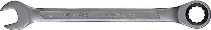 Actual product image SW-Stahl 03510L-12 Fork ring ratchet spanner 12 mm I fine-toothed with 72 teeth I open-end spanner with (12 mm)