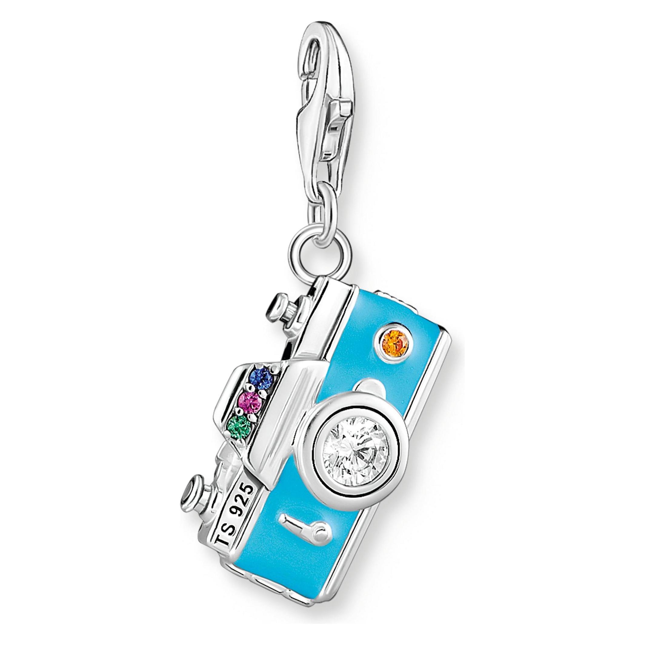 Thomas Sabo, Kettenanhänger, Charm-Anhänger Türkise Retro Kamera Silber, (Kaltemaille, 925 Sterling Silber)