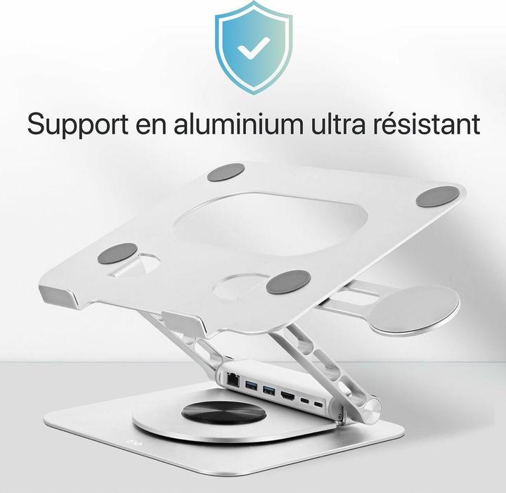 Immagine prodotto T'nB TNB iClick 360 supporto regolabile per notebook con hub 6in1 staccabile in alluminio